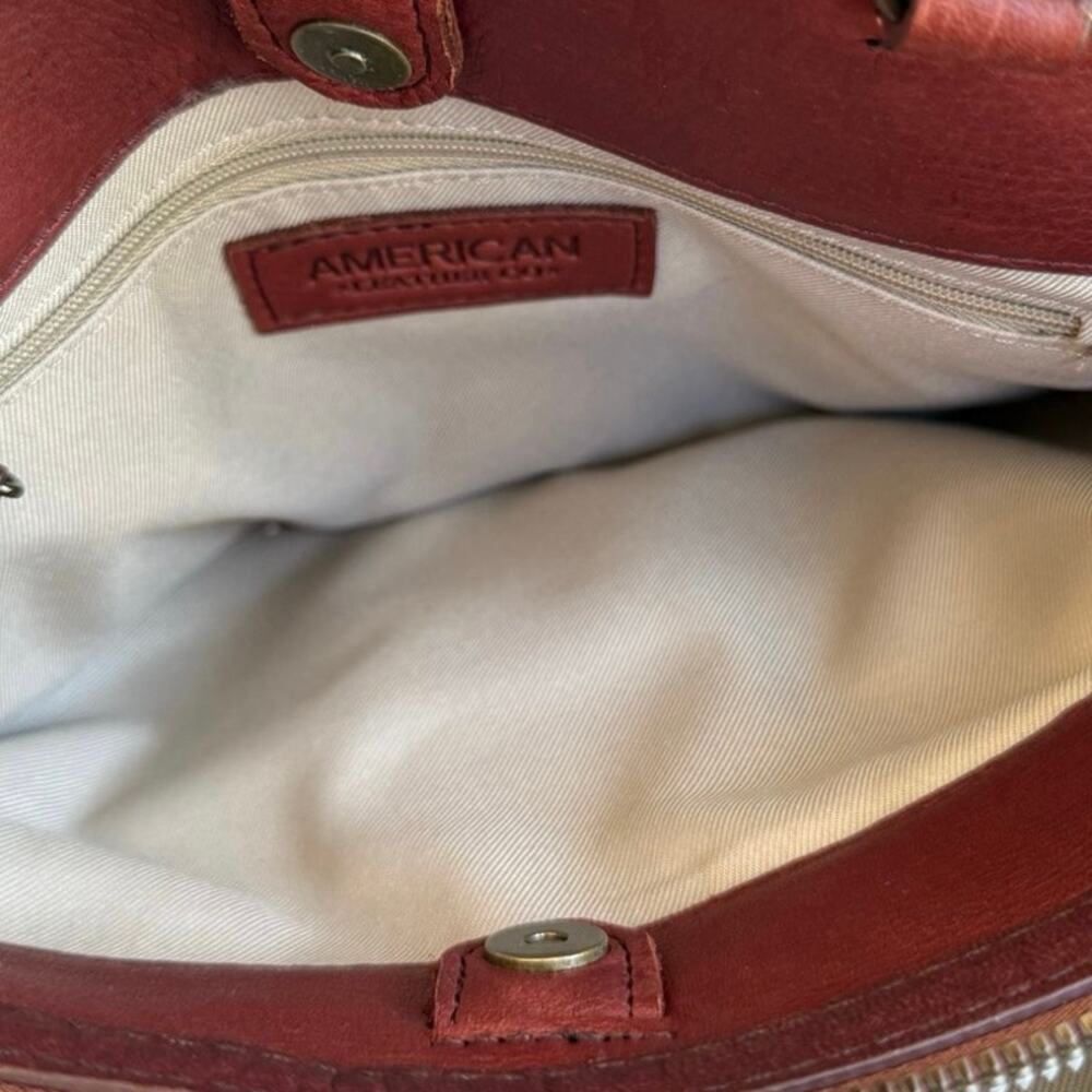 American Leather Co Burgundy Leather Satchel Crossbody Bag - Picture 13 of 14